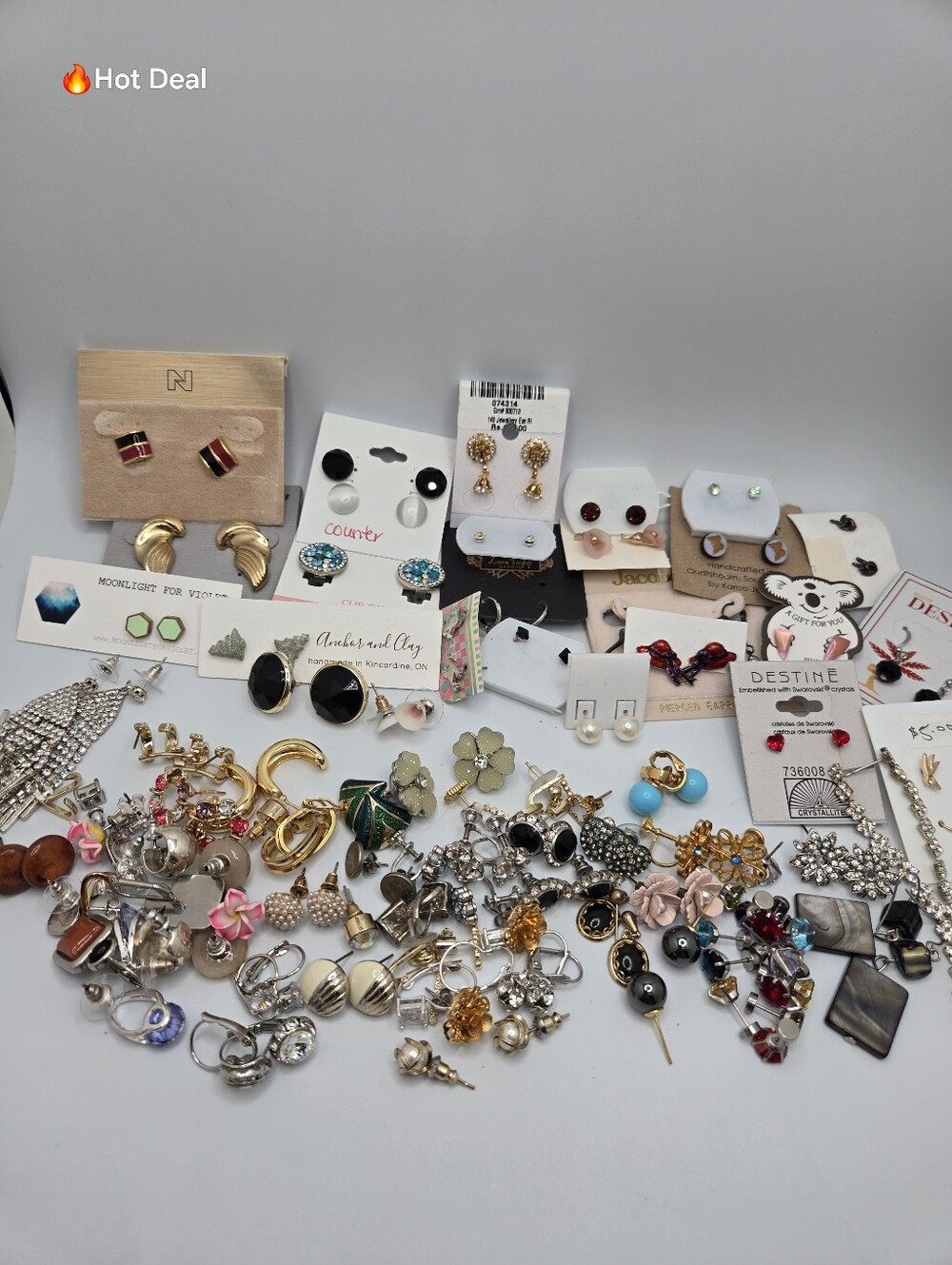 Vintage Modern Costume Jewelry Earring Lot 0.5 LB Mixed Studs Clip on Resale